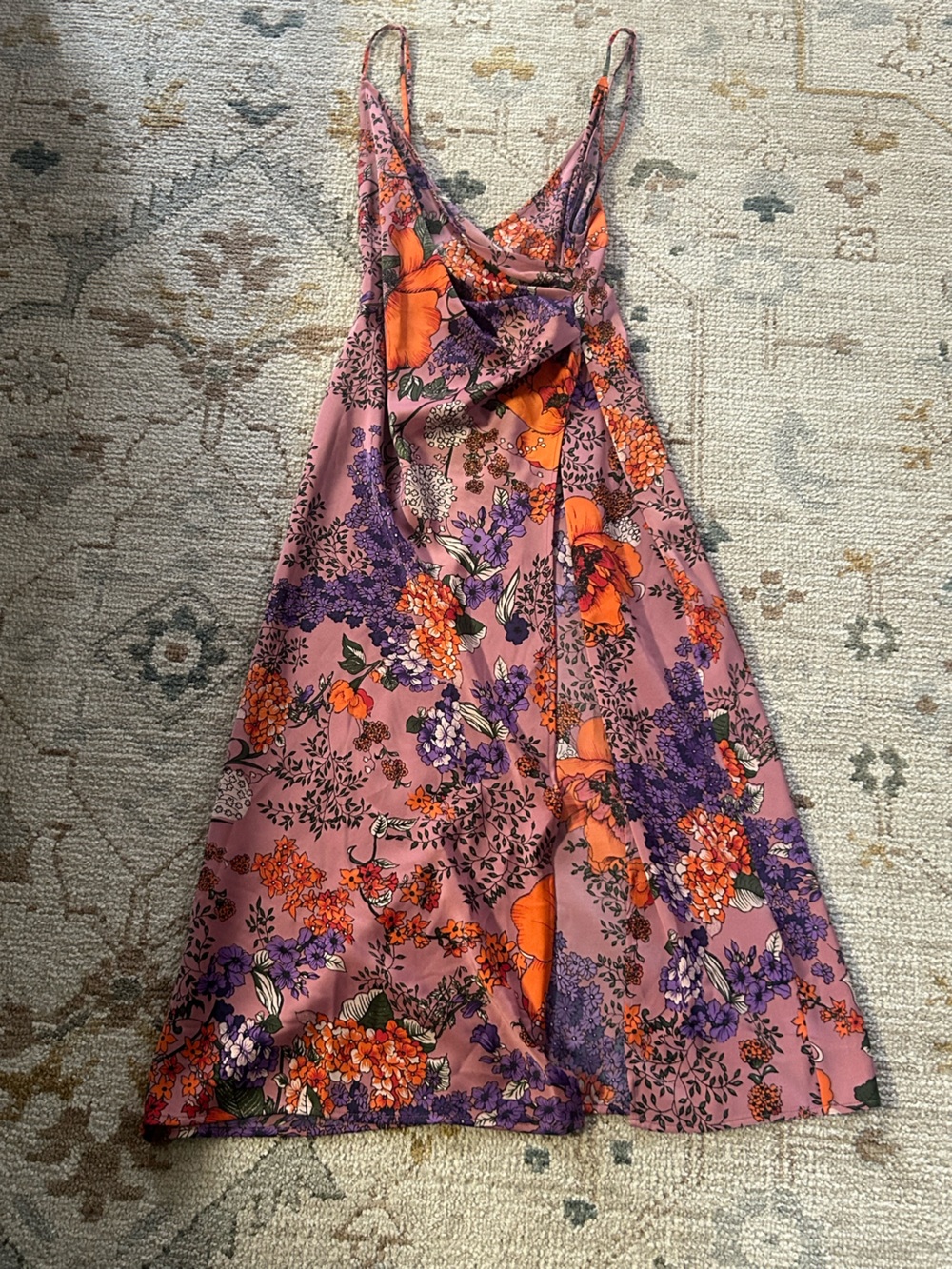 Urban Outfitters Mauve Pink Dress with Orange & Purple Floral Print